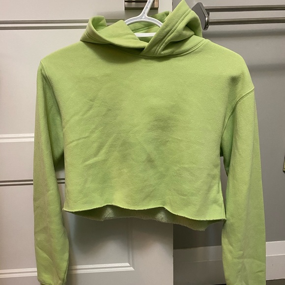 Pastel Green Cropped TNA Hoodie - Picture 3 of 4